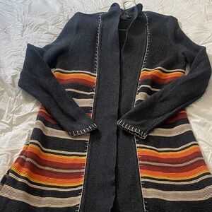 Pendleton Black and Multicolor Striped Cardigan